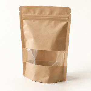 Sachet kraft à fenêtre — visuel généré par IA, non contractuel